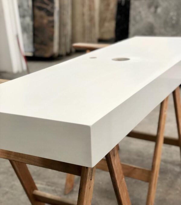Mesada de baño en Stone Quartz Blanco Puro - Imagen 4